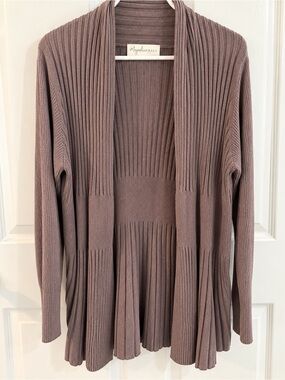 Magnolia Grace Brown Ribbed Open Front Cardigan XL